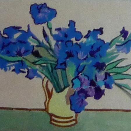 'Vase aux iris' ~ Technique Van Gogh ' ~ Style Savonarola