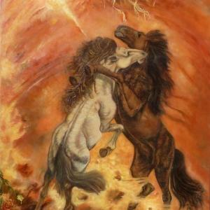 'Jeux de chevaux' ~ Huile sur toile