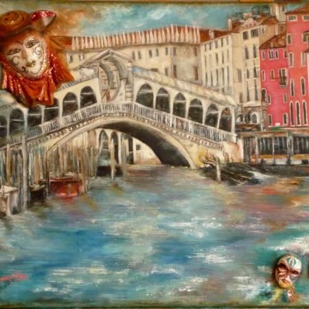 'Le Pont du Rialto' ~ Plâtre et huile sur toile, P; M; G