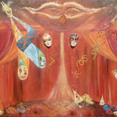 Théâtre de carnaval' ~ Plâtre et huile sur toile, P; M; G